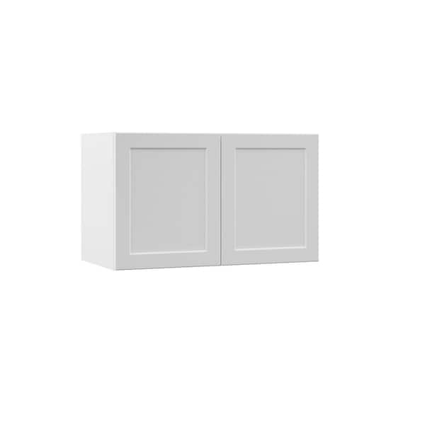 Hampton Bay Designer Series Melvern Assembled 30x18x15 in. Deep Wall Bridge Kitchen Cabinet in White
