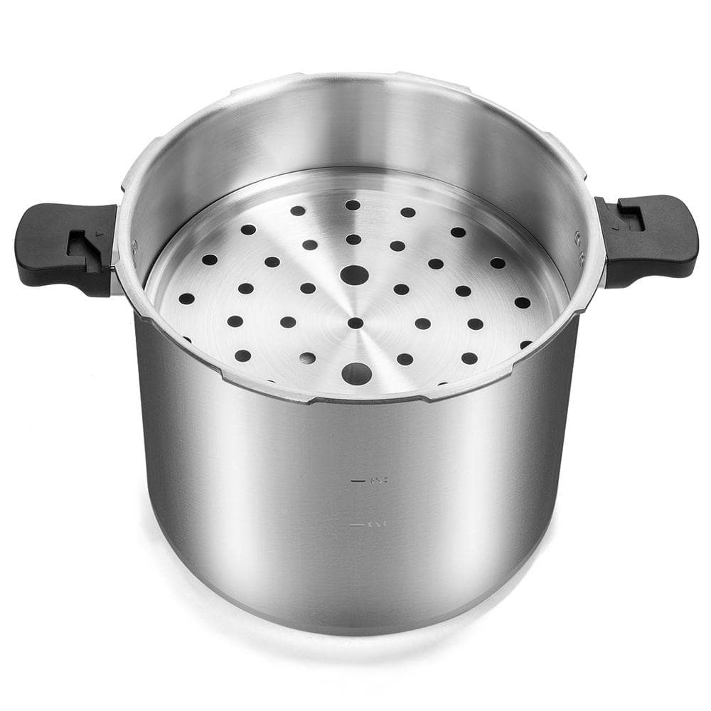 22 Qt. Silver Aluminum Pressure Cooker with Built-in Dial Gauge