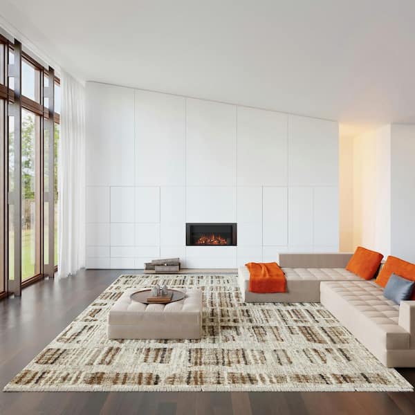 Lafayette Abstract Striped Area Rug Beige 8 ft. x 10 ft. Area Rug