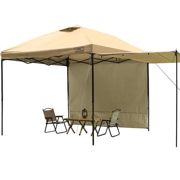 Unbranded 10 ft. x 10 ft. Pop up Canopy Tent Outdoor Silver-Coated with 2 Sidewalls 2 Shelters 4 Sandbags 8 Ropes 1 Roller Bags