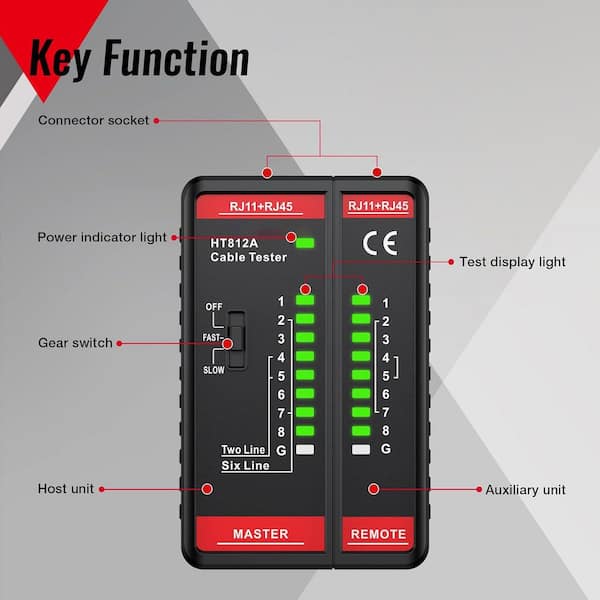 Lukyamzn RJ45 RJ11 Network Cable Tester with Fast/Slow Gear for