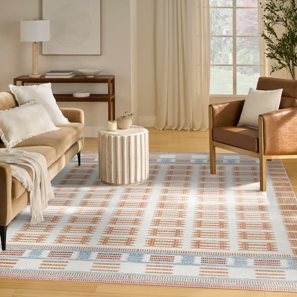 Nordic Ivory Rust 8 ft. x 10 ft. Linear Contemporary Area Rug