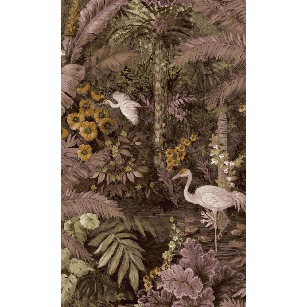 Pink Tropical Paradise Non-Woven Metallic Wallpaper Roll