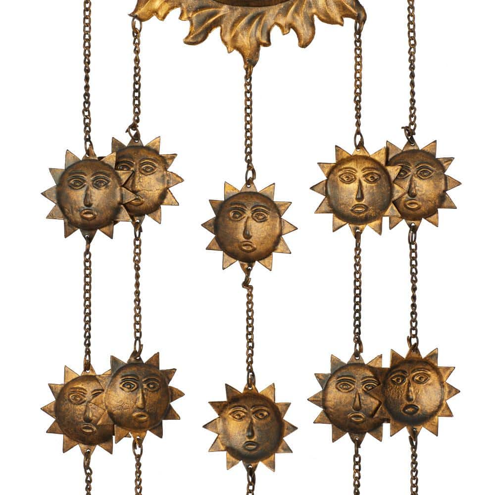 Brass Sun Face Windchime with Beads and Bells