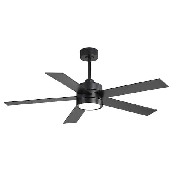 Corral 52 in. Indoor Integrated LED Black Standard Ceiling Fan with Light, 5-Black Blades, Downrod and Remote Included