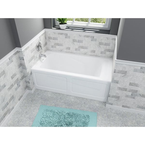 EverClean 60 in. x 32 in. Left Drain Soaking Tub in White