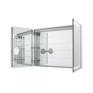 Royale Plus 30 in W x 36 in. H Recessed or Surface Mount Medicine Cabinet with Bi-View Door,LED Lighting,Mirror Defogger