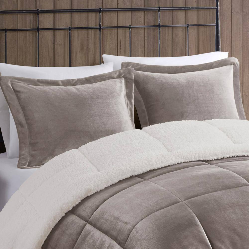 King Grey/Ivory Reversible Down Alternative Bedspread Set