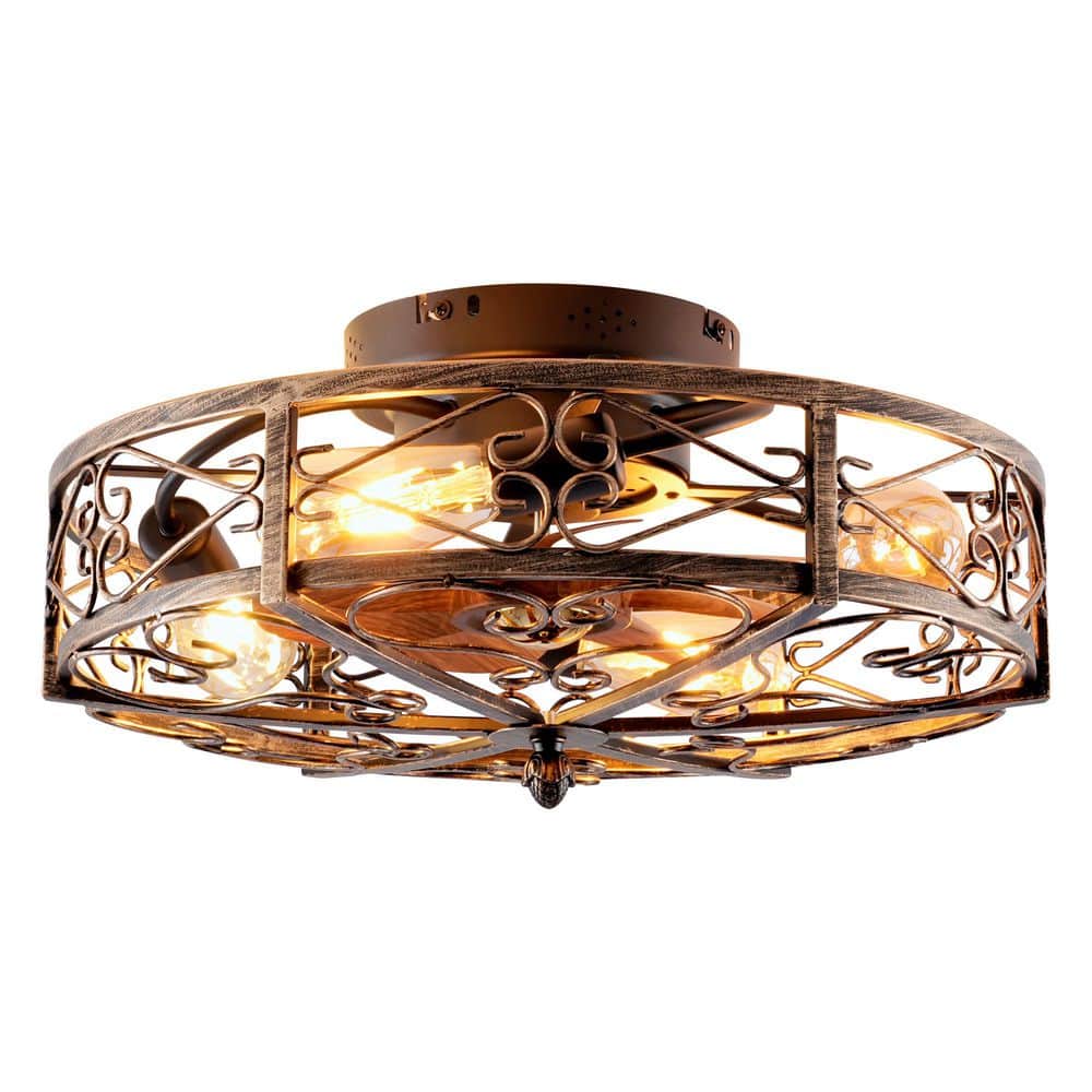 20 in. Farmhouse Caged Bronze Reversible 6-Speed Low Profile Standard Ceiling Fan with Light Kits and Remote Included price history on PriceWatchPro