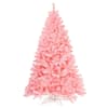 Gymax 6 ft. Pink Artificial Christmas Tree Hinged Spruce Full Tree with ...