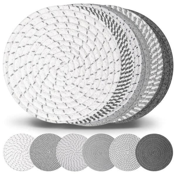 10 in. Cotton Heat-Resistant Trivets for Hot Pots and Pans, Boho Farmhouse Style Kitchen Hot Pads (Set of 6)