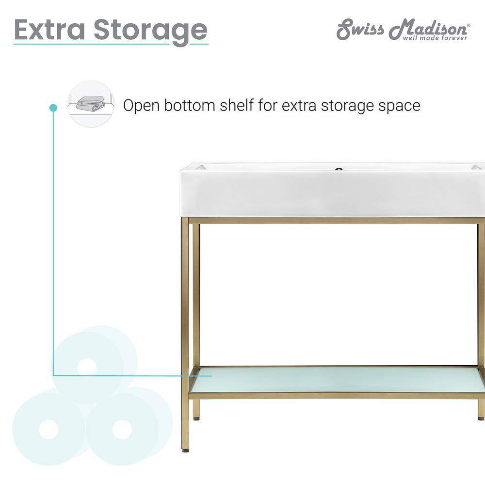 Pierre 40'' Gold Metal Frame Open Shelf Bathroom Vanity