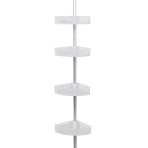 Tension Pole Rust Resistant Corner Shower Caddy in Satin Chrome