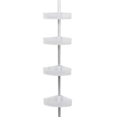 Better Living HiRISE 4 Tension Shower Caddy with Mirror White with Aluminum  70054 - The Home Depot