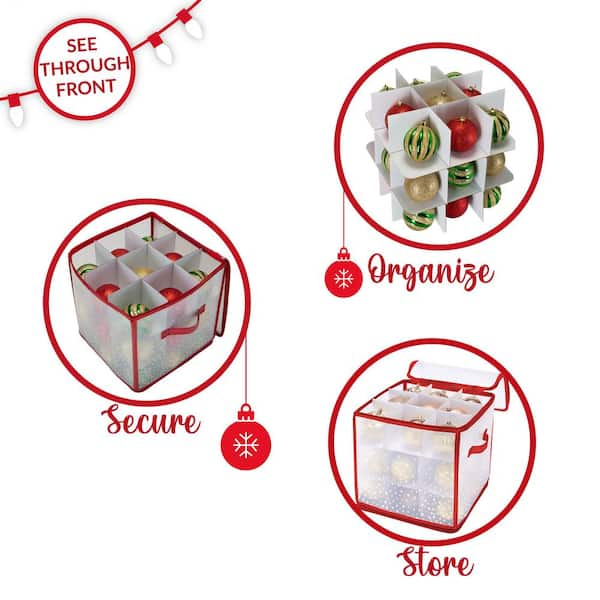 Simplify Red Polypropylene 128 Count Ornament Storage Organizer 9031-RED -  The Home Depot