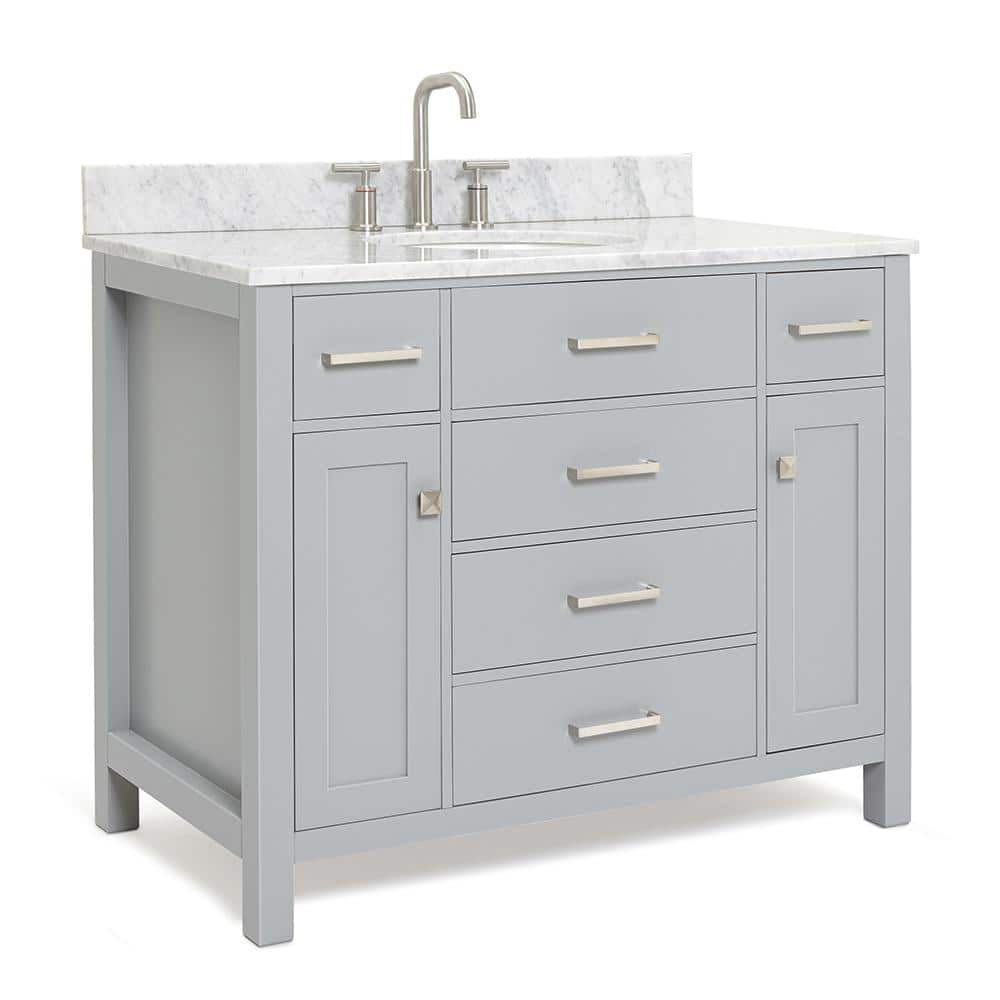 Gray Freestanding Single Vanity with Marble Top