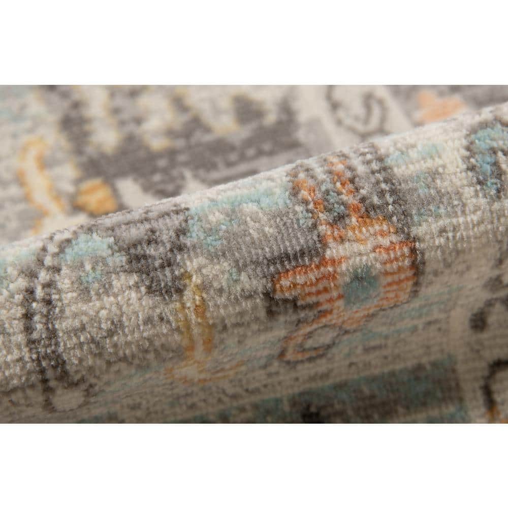 Rectangular Gray 5' x 7' Stain-Resistant Synthetic Area Rug