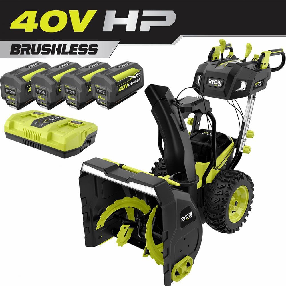 RYOBI 40V HP Brushless Cordless Electric 24 in. Self-Propelled 2-Stage ...