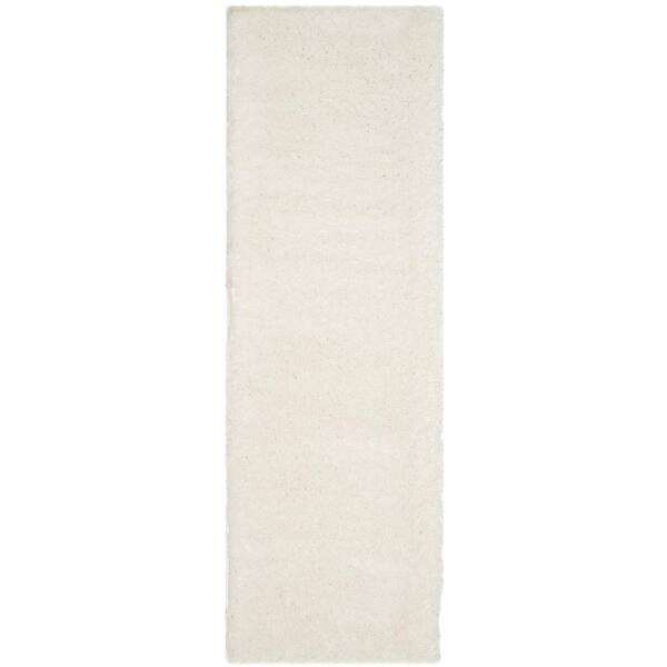 SAFAVIEH Indie Shag Cream 2 ft. x 7 ft. Solid Runner Rug