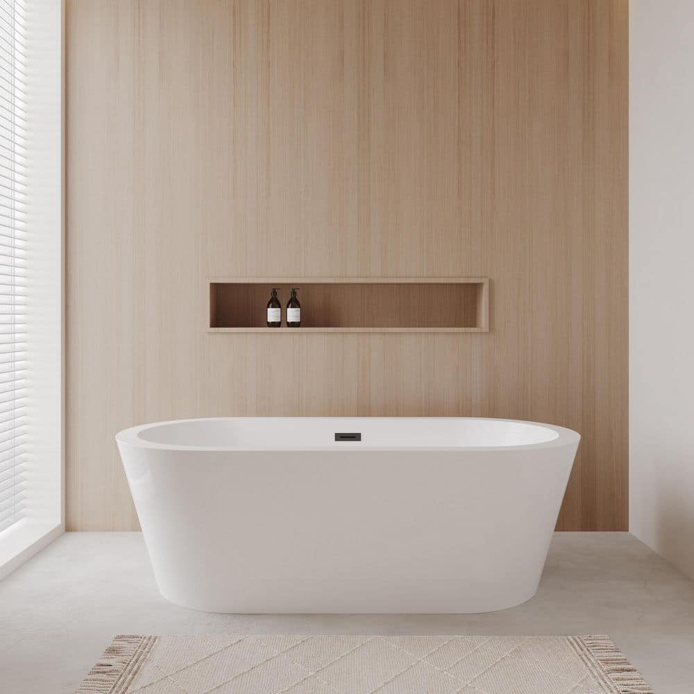 Mermaid 71 in. Acrylic Flatbottom Bathtub in White with Matte Black Trim price history on PriceWatchPro