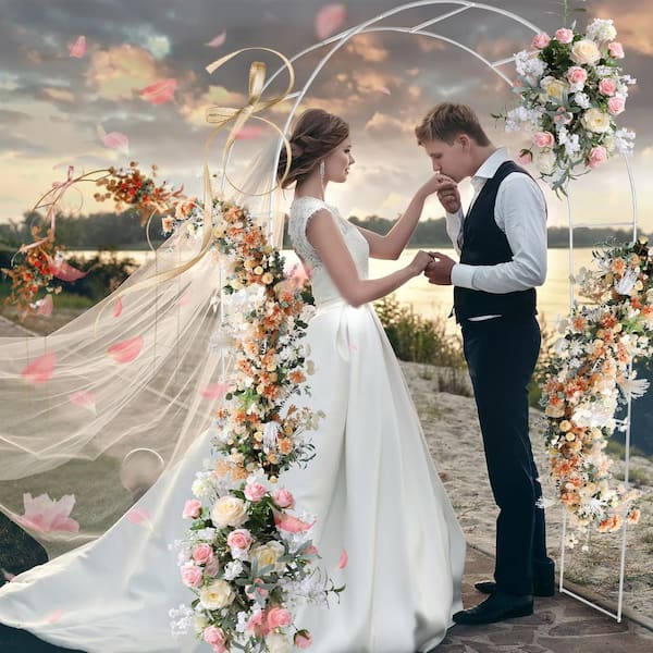 Phewnyzo 94 in. H x 54 in. W x 15 in. D Metal Garden Arbor Wedding