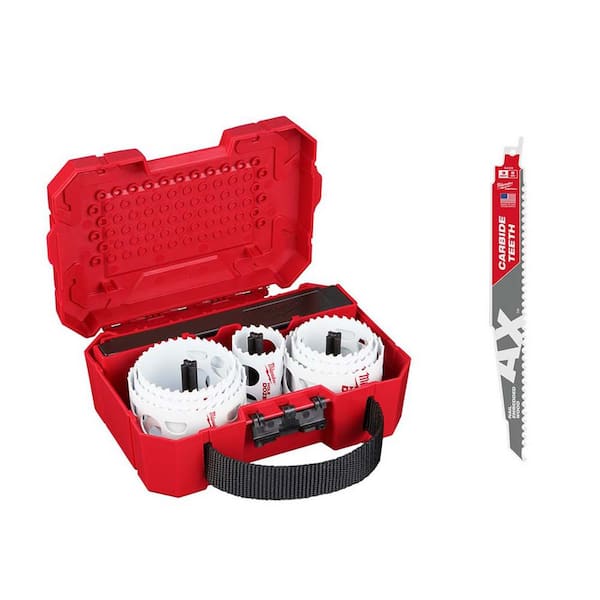 Hole Dozer Bi-Metal Hole Saw Kit (11-Piece) w/9 in. 5 TPI AX Nail-Embedded Wood Cutting SAWZALL Blade