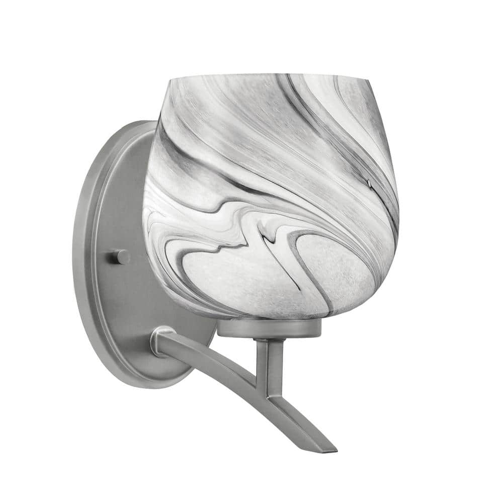 Siena 6 in. 1-Light Graphite Sconce with 6 in. Onyx Swirl Glass Shade No Bu