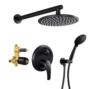 Single-Handle 2- -Spray Round High Pressure Shower Faucet in Black (Valve Included)