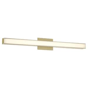 Vantage 36 in. 1-Light Ashen Brass CCT LED Vanity Light Bar with Double Layer Clear and White Acrylic Shade