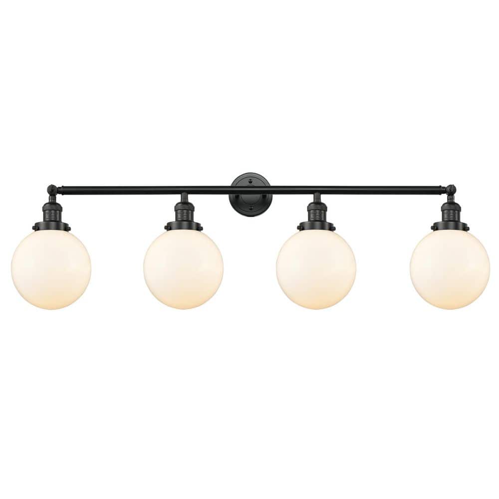 Beacon 44 in. 4-Light Matte Black Vanity Light with Glass Shade price history on PriceWatchPro