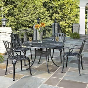 Grenada Charcoal Gray 5-piece Cast Aluminum 48 in. Round Outdoor Dining Set