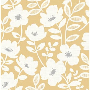 Bergman Mustard Scandi Flower Strippable Roll (Covers 56.4 sq. ft.)