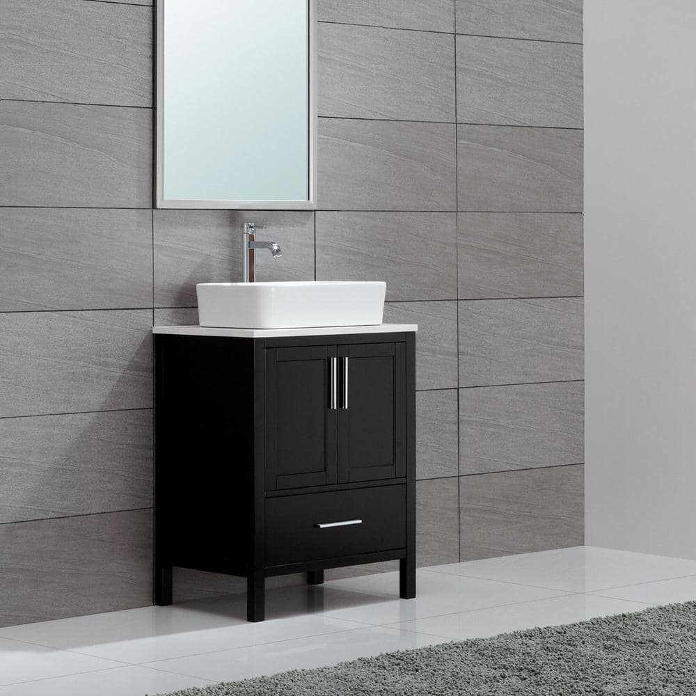 White Ceramic Rectangular Vessel Bathroom Sink