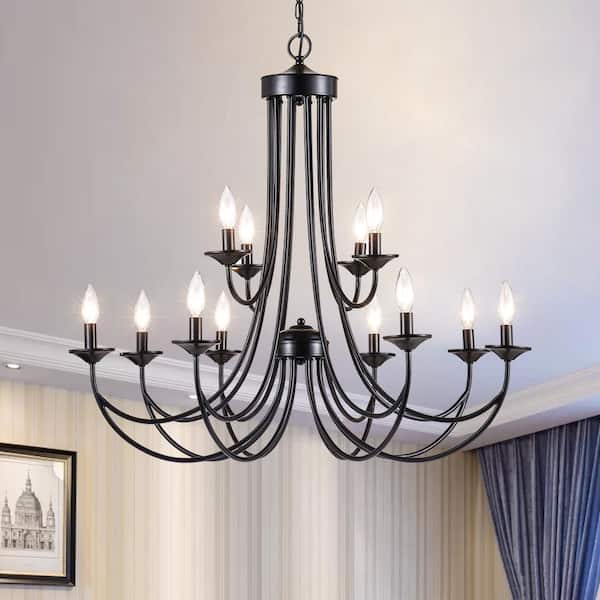 Maxax Boise 12 Light Candle Style Classic Chandelier With Wrought Iron Accents Mx19071 P Maxax Boise 12 Light Candle Style, 12 Light Wrought Iron Chandelier