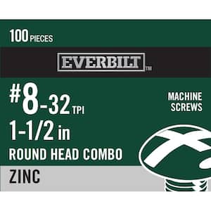 #8-32 x 1-1/2 in. Zinc Plated Combo Round Head Machine Screw (100-Pack)