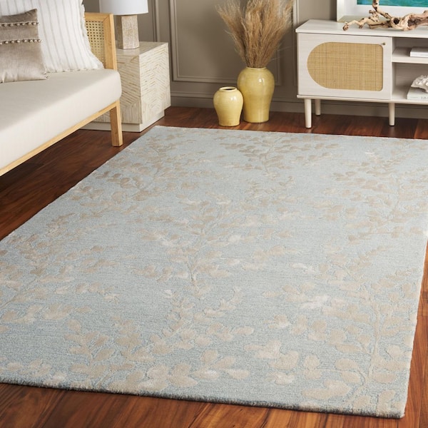 Glamour 3 ft. x 5 ft. Blue/Beige Oversized Botanical Area Rug