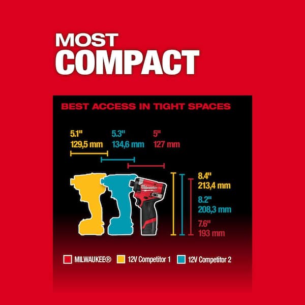 Milwaukee - M12 FUEL 12V Lithium-Ion Cordless 3/8 in. Ratchet and 1/4 in. Impact Driver Combo Kit w/High Output 2.5 Ah Battery