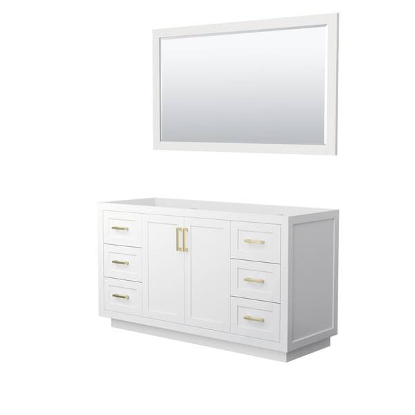 Wyndham Collection Miranda 59.25 in. W x 21.75 in. D Single Bath Vanity Cabinet Only with Mirror in White