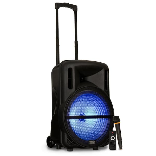 Acoustic Audio by Goldwood Battery Powered 15 in. Bluetooth LED Speaker and Wireless Mic