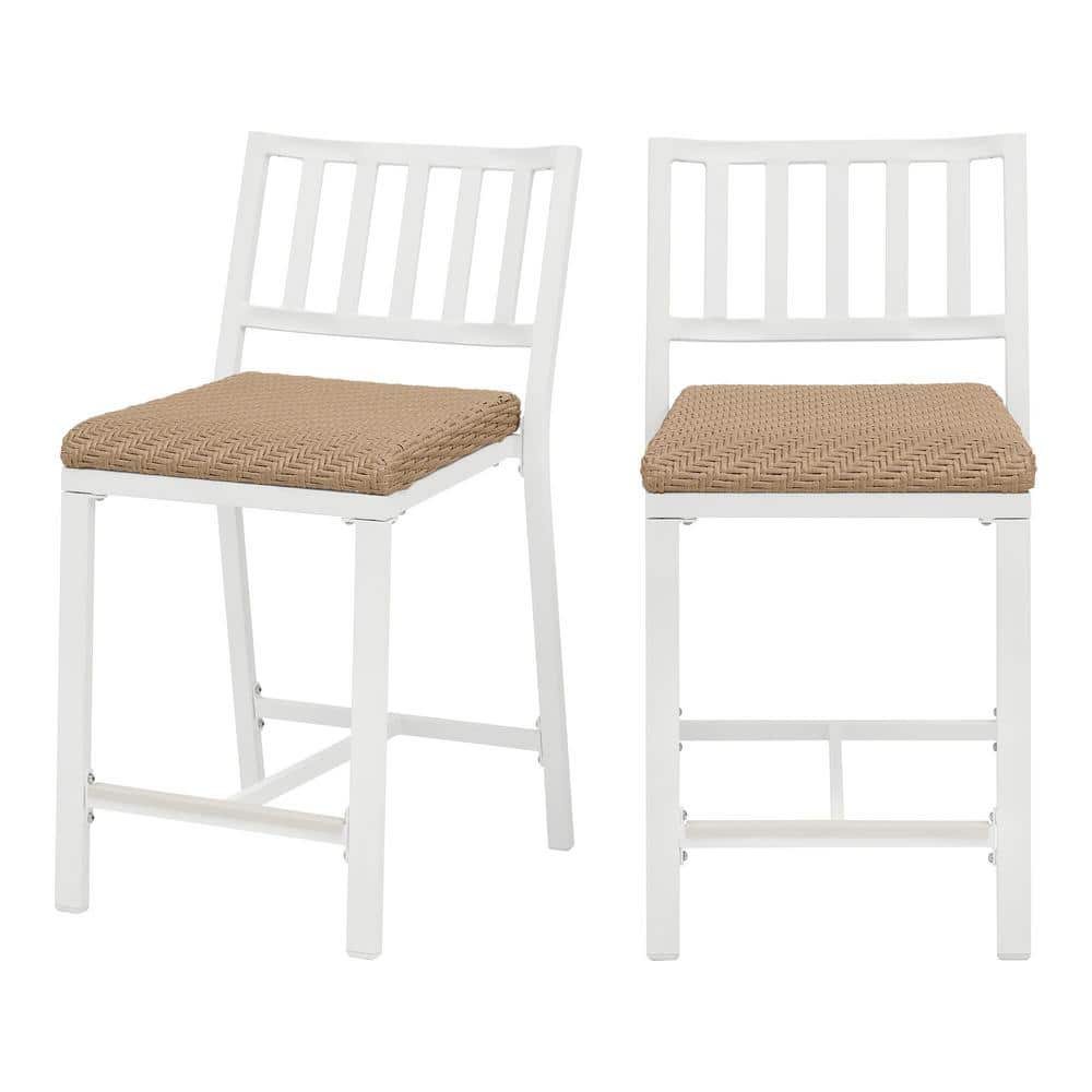 Hampton Bay Mix and Match White Stationary Wicker Outdoor Dining Chair