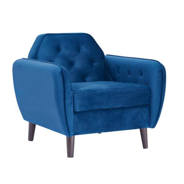 MAYKOOSH Tufted Velvet Accent Chair Comfy Mid-Century Modern Arm Sofa Chair  for Bedrooms, Living Room, Blue 53877MK - The Home Depot