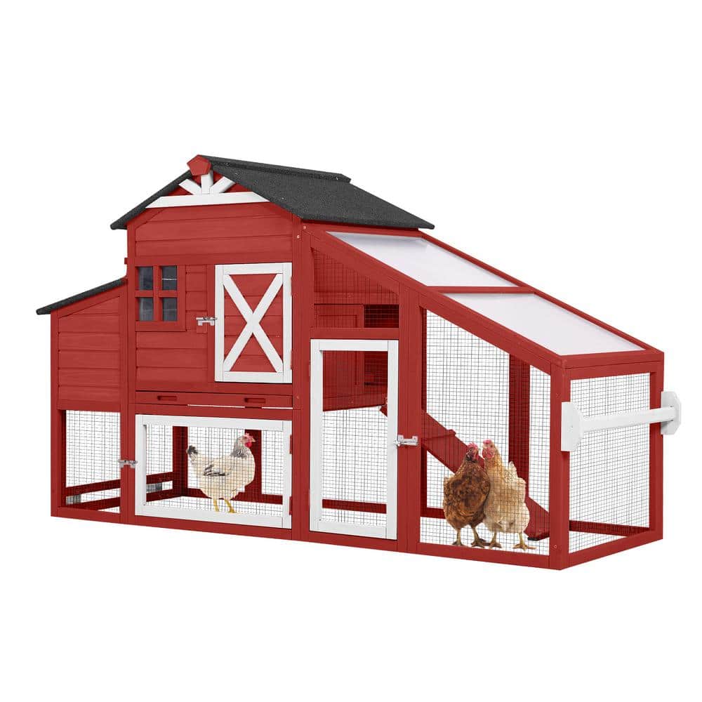 Wooden Chicken Coop with Wheels 17. 1sq. ft for 2-3 Chickens, Outdoor Red Chicken House price history on PriceWatchPro