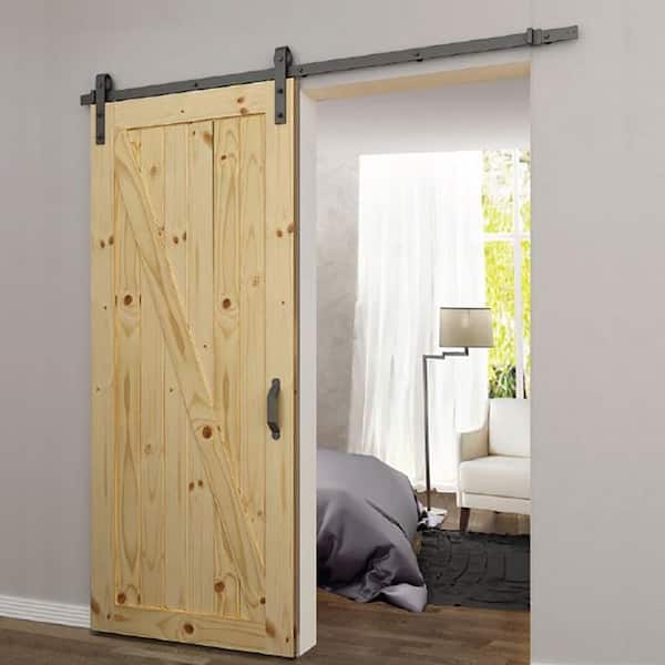 79 in. x 2.5 in. Black Metal Barn Door Sliding Door Hardware Kit 79 in. x 2.5 in. Black Metal Barn Door Sliding Door Hardware Kit