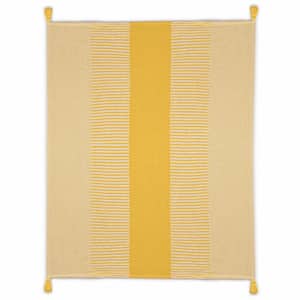 Charlie Yellow Striped Cotton Throw Blanket