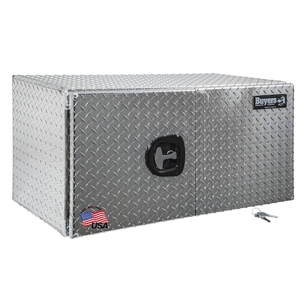 Buyers Products Company 18 in. x 18 in. x 36 in. Diamond Plate Tread Aluminum Underbody Truck Tool Box with Barn Door