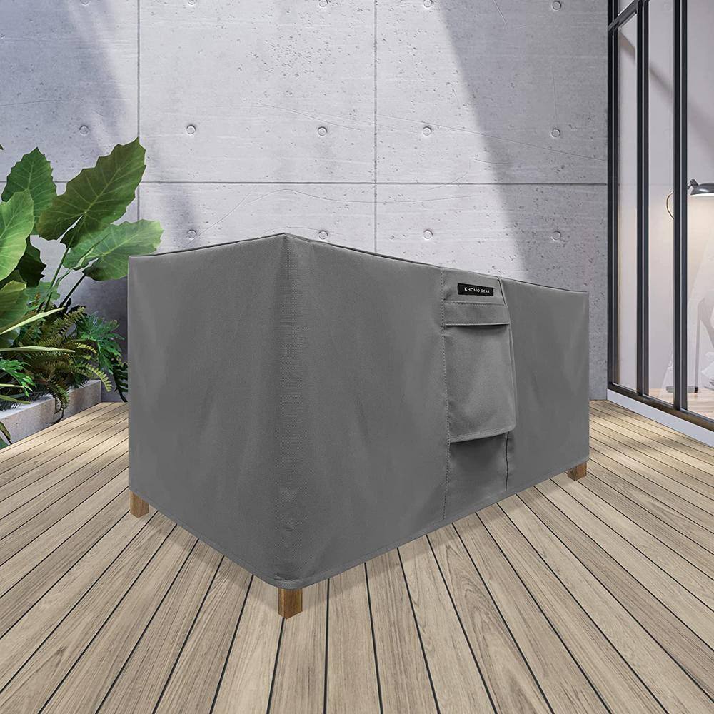 Heavy-Duty Gray Waterproof Outdoor Coffee Table Cover