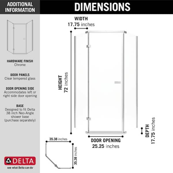 38~ Frameless Neo Angle Shower Enclosure in Stainless 422061