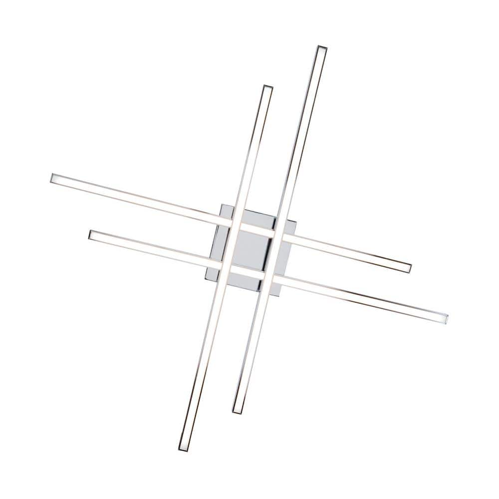 Parallax Chrome 32" Modern LED Flush Mount with Tri-CCT Technology