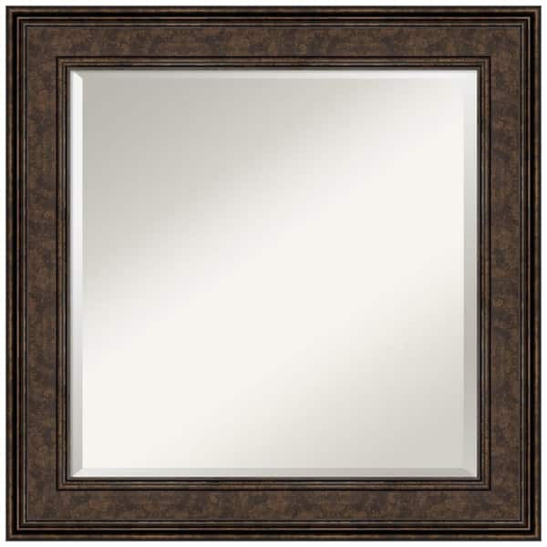 Amanti Art Medium Square Satin Bronze/Copper Metallic Beveled Glass Modern Mirror (25.5 in. H x 25.5 in. W)