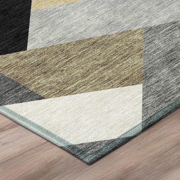 Chantille Machine Washable Indoor/Outdoor Abstract ACN2893 Black 10 ft. x 14 ft. Area Rug